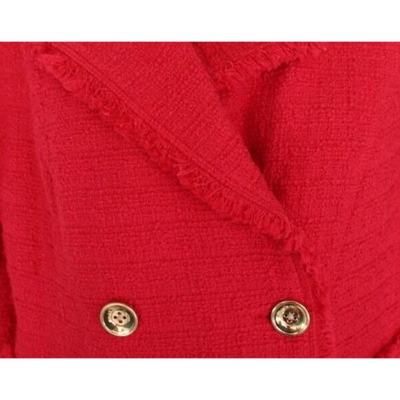 NWT Chico's 1 M 8 10 Renaissance Red Chic Tweed Double Buttoned Jacket - Picture 5 of 6